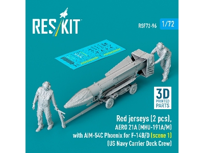 Red Jerseys (2 Figures) With Aero 21a (Mhu-191a/M) With Aim-54c Phoenix For F-14 B/D (Scene 1 / 3d-printed) - zdjęcie 1