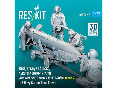 Red Jerseys (4 Figures) With Aero 21a (Mhu-191a/M) With Aim-54c Phoenix For F-14 B/D (Scene 2 / 3d-printed) - zdjęcie 3