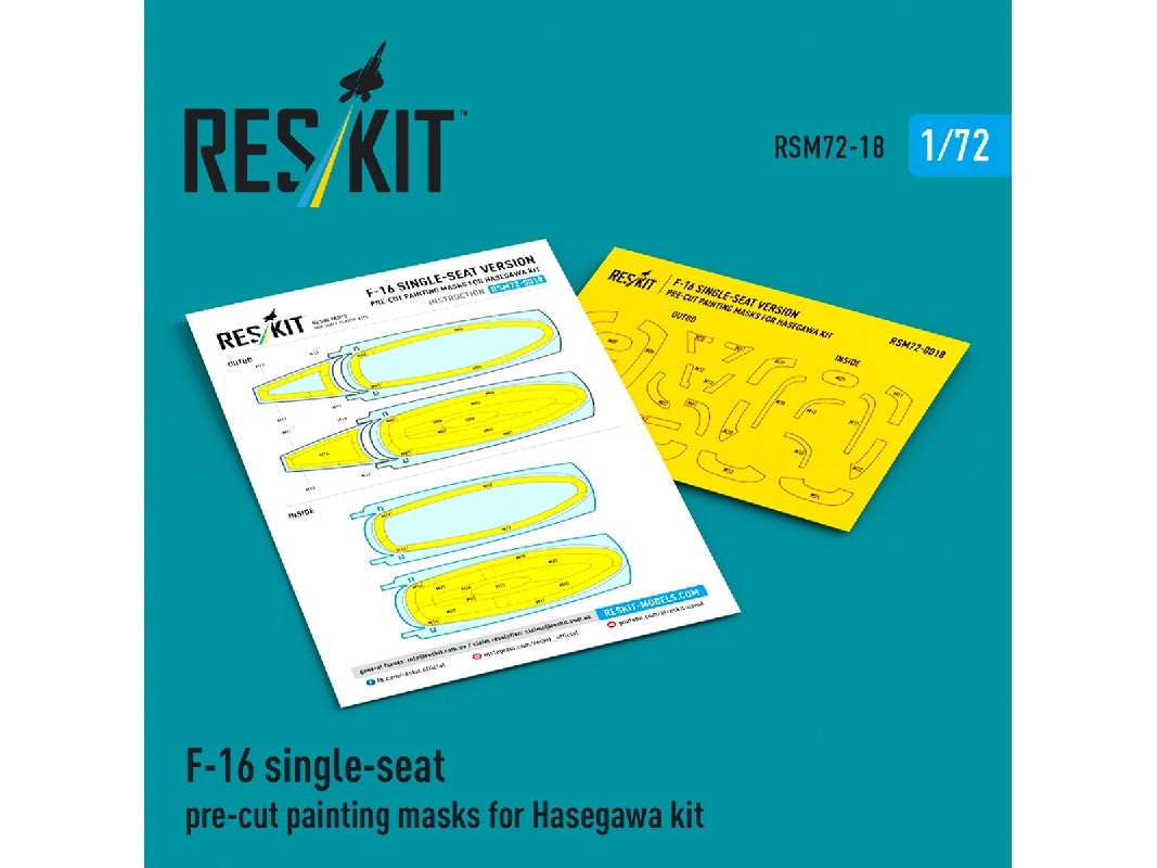 F-16 Single-seat - Pre-cut Painting Masks (For Hasegawa Kits) - zdjęcie 1