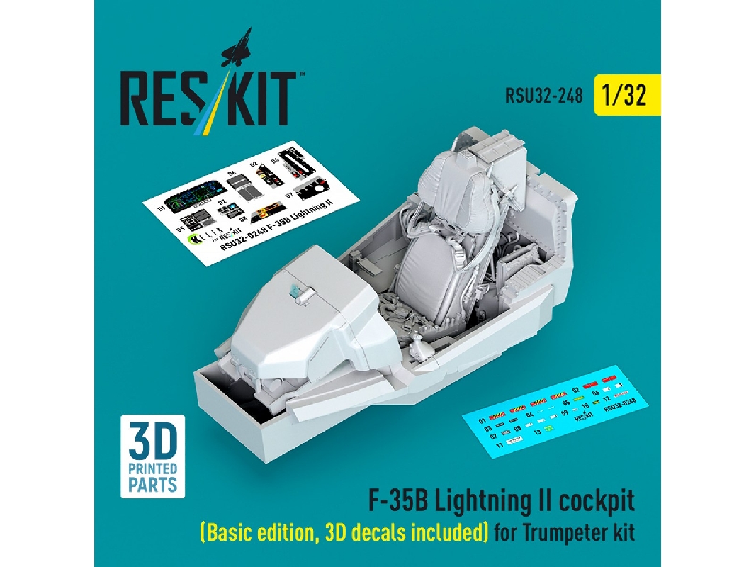​f-35 B Lightning Ii - Cockpit Basic Edition With 3d-decals (For Trumpeter Kits / 3d-printed) - zdjęcie 1