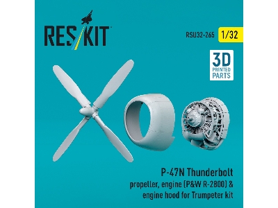 Republic P-47 N Thunderbolt - Propellers (3 Pcs), Engine (P&w R-2800) & Engine Hood (For Trumpeter Kits / 3d-printed) - zdjęcie