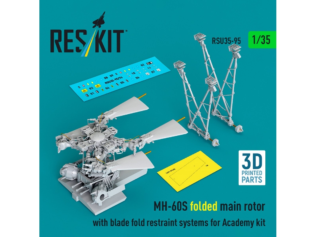 Sikorsky Mh-60s - Folded Main Rotor With Blade Fold Restraint Systems (For Academy Kits / 3d-printed) - zdjęcie 1
