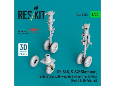 Sikorsky Ch-54b / S-64f Skycrane - Landing Gear With Weighted Wheels (For Icm Kits / Metal & 3d-printed) - zdjęcie 1