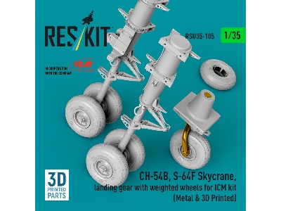 Sikorsky Ch-54b / S-64f Skycrane - Landing Gear With Weighted Wheels (For Icm Kits / Metal & 3d-printed) - zdjęcie 2