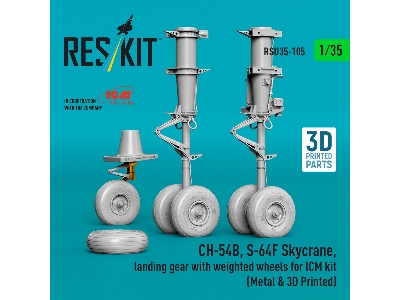 Sikorsky Ch-54b / S-64f Skycrane - Landing Gear With Weighted Wheels (For Icm Kits / Metal & 3d-printed) - zdjęcie 3
