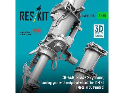 Sikorsky Ch-54b / S-64f Skycrane - Landing Gear With Weighted Wheels (For Icm Kits / Metal & 3d-printed) - zdjęcie 4