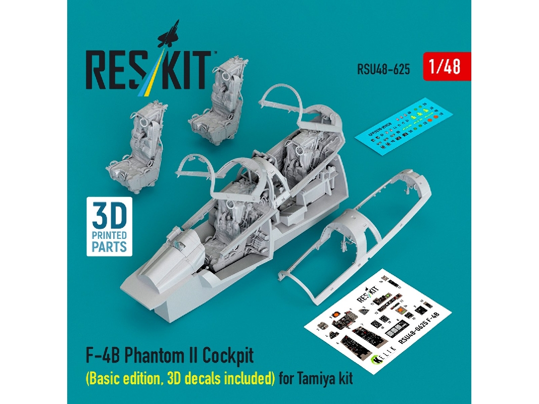 Mcdonnell Douglas F-4 B Phantom Ii - Cockpit Basic Edition With 3d Decals (For Tamiya Kits / 3d-printed) - zdjęcie 1