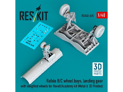 Dassault Rafale B/C - Wheel Bays And Landing Gear With Weighted Wheels (For Revell And Academy Kits / 3d-printed) - zdjęcie 1
