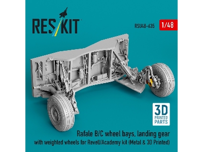 Dassault Rafale B/C - Wheel Bays And Landing Gear With Weighted Wheels (For Revell And Academy Kits / 3d-printed) - zdjęcie 2
