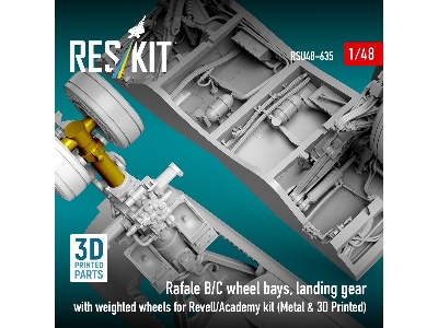 Dassault Rafale B/C - Wheel Bays And Landing Gear With Weighted Wheels (For Revell And Academy Kits / 3d-printed) - zdjęcie 3