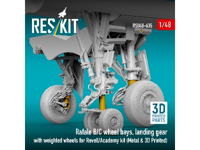 Dassault Rafale B/C - Wheel Bays And Landing Gear With Weighted Wheels (For Revell And Academy Kits / 3d-printed) - zdjęcie 4