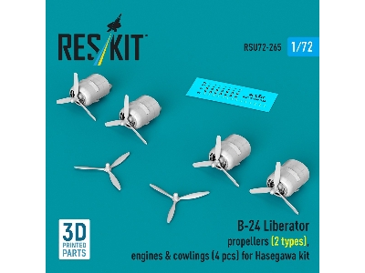 B-24 Liberator - Rropellers (2 Types), Engines & Cowlings (4 Pcs) For Hasegawa Kits (3d-printed) - zdjęcie 1