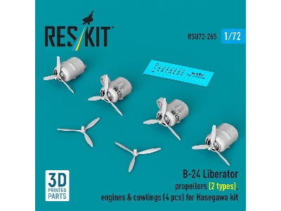 B-24 Liberator - Rropellers (2 Types), Engines & Cowlings (4 Pcs) For Hasegawa Kits (3d-printed) - zdjęcie 2
