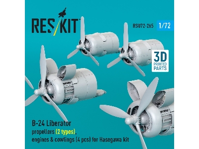 B-24 Liberator - Rropellers (2 Types), Engines & Cowlings (4 Pcs) For Hasegawa Kits (3d-printed) - zdjęcie 3