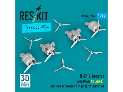 B-24 Liberator - Propellers (2 Types), Engines & Cowlings (4 Pcs) For Airfix Kits (3d-printed) - zdjęcie 1