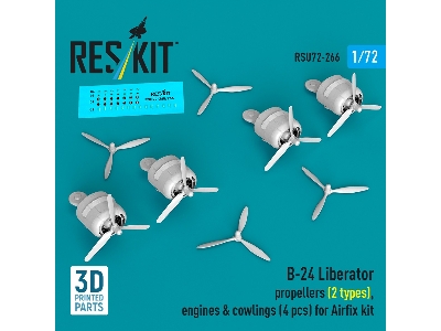 B-24 Liberator - Propellers (2 Types), Engines & Cowlings (4 Pcs) For Airfix Kits (3d-printed) - zdjęcie 2