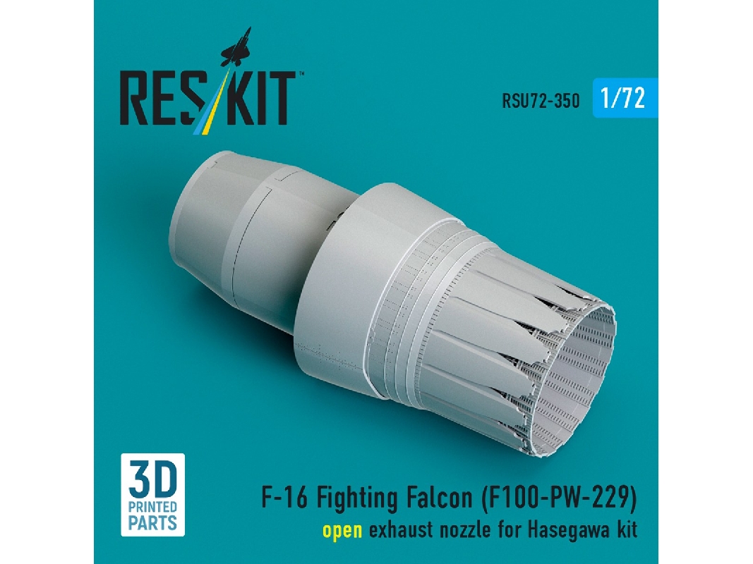F-16 Fighting Falcon - F100-pw-229 Open Exhaust Nozzle (For Hasegawa Kits / 3d-printed) - zdjęcie 1