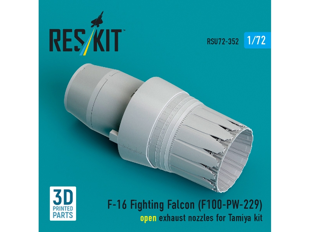 F-16 Fighting Falcon - F100-pw-229 Open Exhaust Nozzle (For Tamiya Kits / 3d-printed) - zdjęcie 1