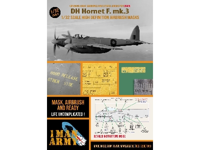 De Havilland Hornet F. Mk.3 - Stencilling And Basic National Insignia Masks Set (For Db Model Kits) - zdjęcie 1