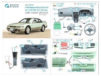 Nissan Silvia S13 K-s - 3d-printed & Coloured Interior With Metal Sticker Parts (For Tamiya Kits) - zdjęcie 3