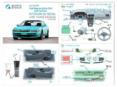 Nissan Silvia S13 Lhd Version - 3d-printed & Coloured Interior With Metal Sticker Parts (For Tamiya Kits) - zdjęcie 11
