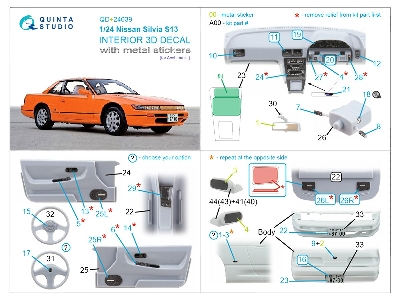 Nissan Silvia S13 - 3d-printed & Coloured Interior With Metal Sticker Parts (For Aoshima Kits) - zdjęcie 11