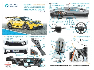 Porsche 911 Gt3 Rs (992) - 3d-printed & Coloured Interior With 3d-printed Resin Parts (For Tamiya Kits) - zdjęcie 3