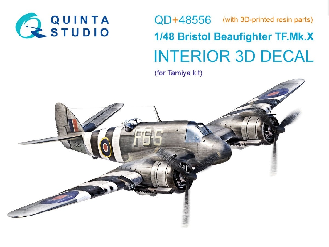 Bristol Beaufighter Tf.Mk.X - 3d-printed & Coloured Interior On Decal Paper With 3d-printed Resin Part (For Tamiya Kits) - zdję
