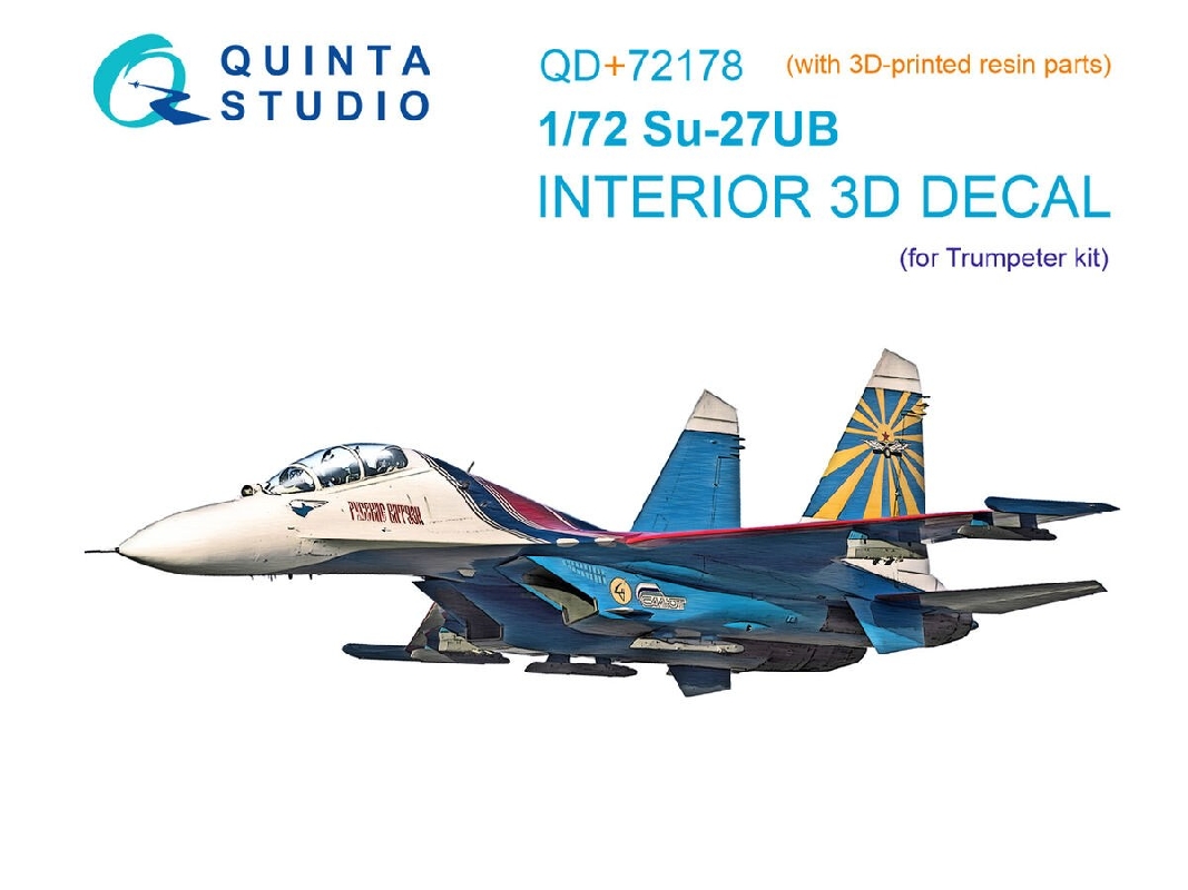 Sukhoi Su-27 Ub - 3d-printed & Coloured Interior On Decal Paper With 3d-printed Resin Part (For Trumepter Kits) - zdjęcie 1