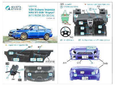 Subaru Impreza Wrx Sti Gdb Bugeye - 3d-printed & Coloured Interior (For Tamiya Kits) - zdjęcie 3