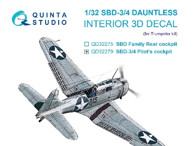 Douglas Sbd-3 / Sbd-4 Dauntless Pilot's Cockpit  - 3d-printed & Coloured Interior (For Trumpeter Kits) - zdjęcie 1