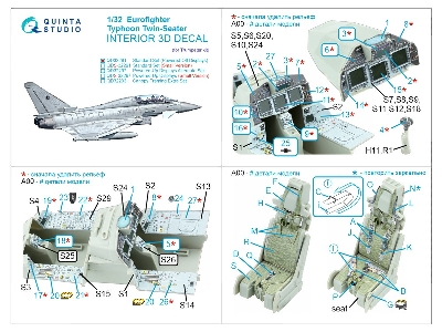 Eurofighter Typhoon Ef-2000 B / T Twin-seater - 3d-printed & Coloured Interior On Decal Paper (For Trumpeter Kits) - zdjęcie 11