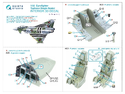 Eurofighter Typhoon Ef-2000 / 2000 A Single-seater - 3d-printed & Coloured Interior On Decal Paper (For Trumpeter Kits) - zdjęc