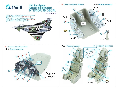 Eurofighter Typhoon Single-seater (Powered-up Displays) - 3d-printed & Coloured Interior On Decal Paper (For Trumpeter Kits) - z