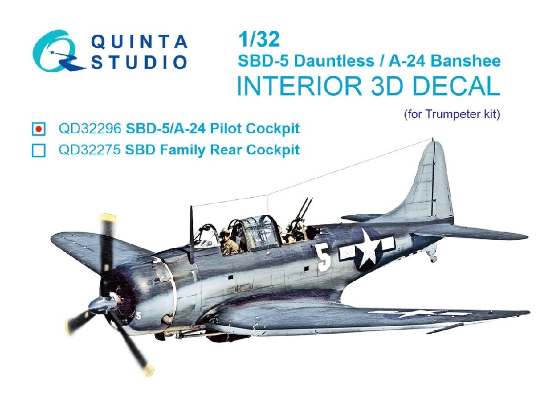 Douglas Sbd-5 Dauntless / A-24 B Banshee Pilot's Cockpit - 3d-printed & Coloured Interior (For Trumpeter Kits) - zdjęcie 1