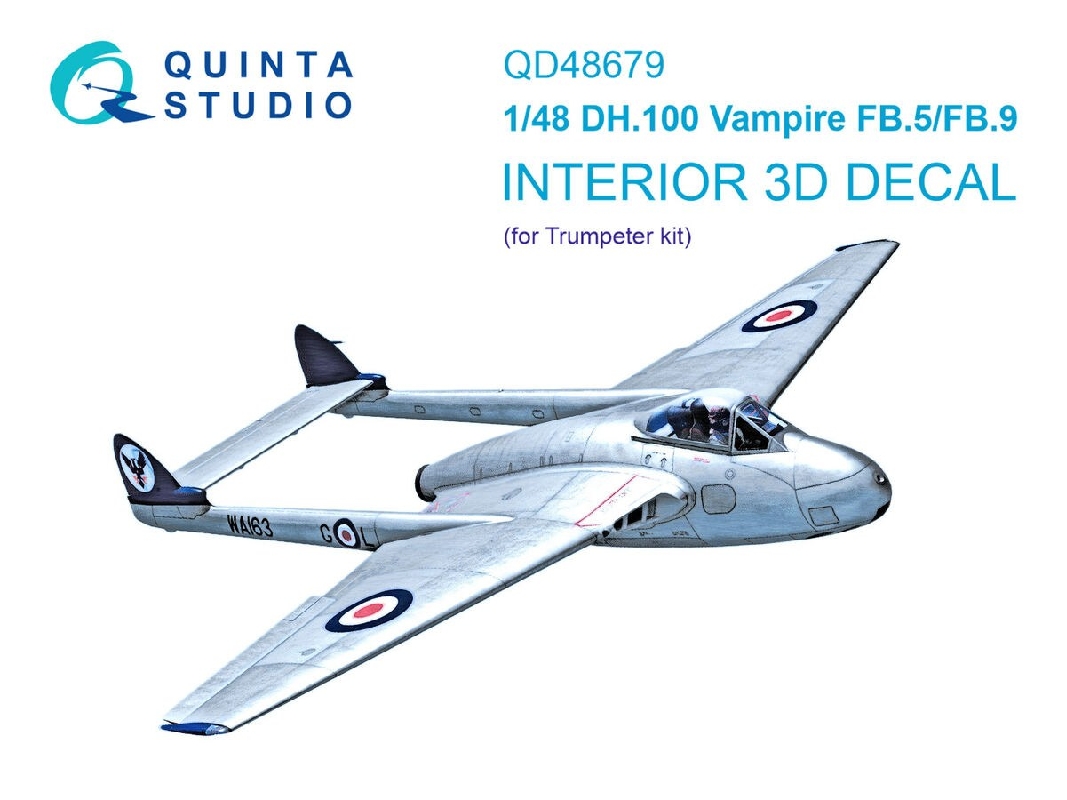De Havilland Dh.100 Vampire Fb.5/Fb.9 - 3d-printed & Coloured Interior (For Trumpeter Kits) - zdjęcie 1