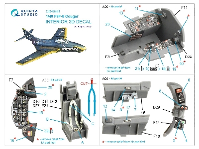 Grumman F9f-8 Cougar - 3d-printed & Coloured Interior (For Kitty Hawk Kits) - zdjęcie 10