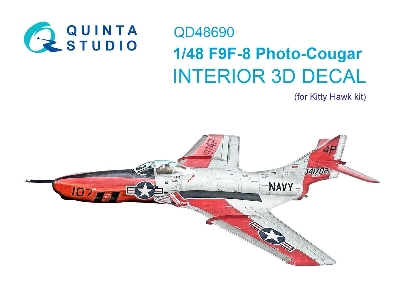 Grumman F9f-8p Photo-cougar - 3d-printed & Coloured Interior (For Kitty Hawk Kits) - zdjęcie 1