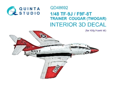 Grumman Tf-9j / F9f-8t Twin Cougar/Twogar - 3d-printed & Coloured Interior (For Kitty Hawk Kits) - zdjęcie 1