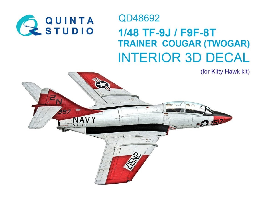 Grumman Tf-9j / F9f-8t Twin Cougar/Twogar - 3d-printed & Coloured Interior (For Kitty Hawk Kits) - zdjęcie 1