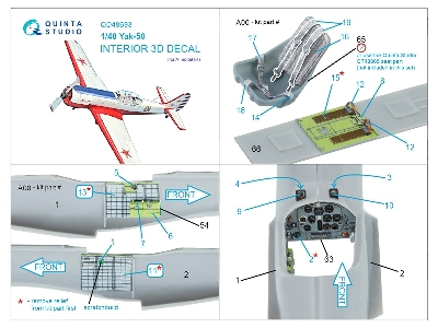 Yakovlev Yak-50 - 3d-printed & Coloured Interior (For A-model Kits) - zdjęcie 3
