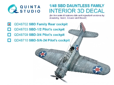 Douglas Sbd Dauntless Family Rear Cockpit - 3d-printed & Coloured Interior (For Accurate Miniatures / Academy / Etc. Kits) - zdj