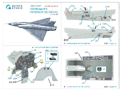 Dassault  Mirage Iii C - 3d-printed & Coloured Interior On Decal Paper (For Italeri Kits / Small Version) - zdjęcie 11