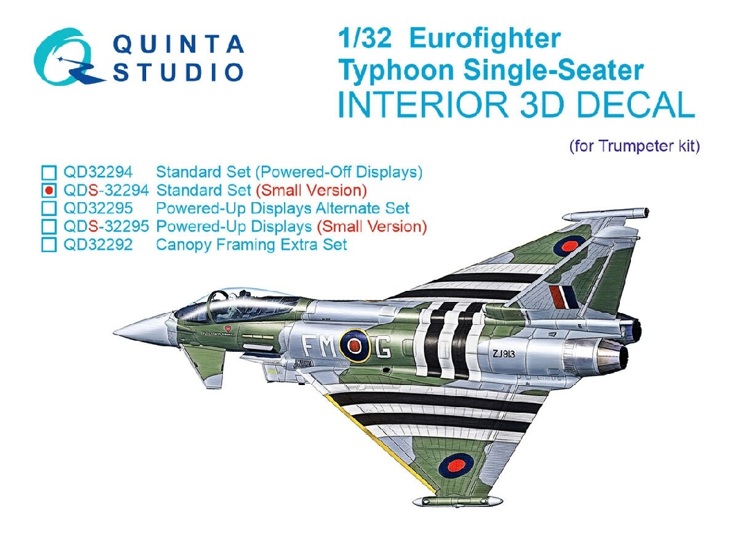 Eurofighter Typhoon Ef-2000 / 2000 A Single-seater - 3d-printed & Coloured Interior (For Trumpeter Kits / Small Version) - zdję