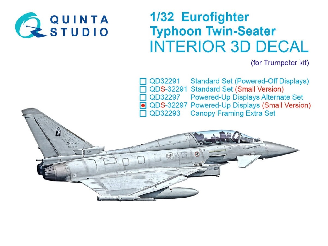 Eurofighter Typhoon Twin-seater (Powered-up Displays) - 3d-printed & Coloured Interior (For Trumpeter Kits / Small Version) - zd