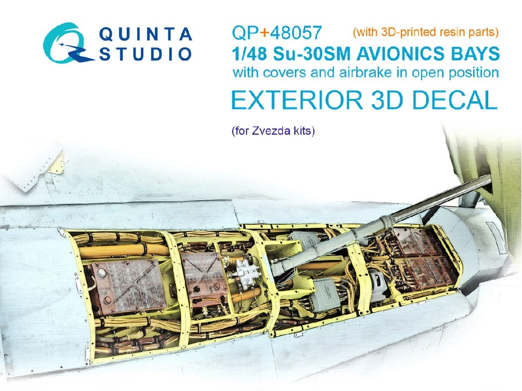 Sukhoi Su-30 Sm - Air Brake Bay With Avionics & Circuit Breaker Panels With 3d-printed Resin Parts (For Zvezda Kits) - zdjęcie 