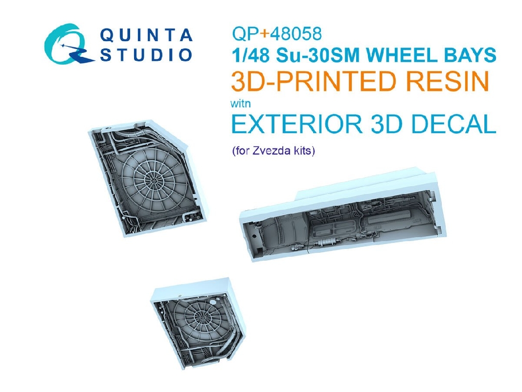 Sukhoi Su-30 Sm - Complete Wheel Wells With 3d-printed Resin Parts (For Zvezda Kits) - zdjęcie 1