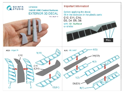 Messerschmitt Bf-109 E - Control Surfaces (For Dragon Kits) - zdjęcie 8