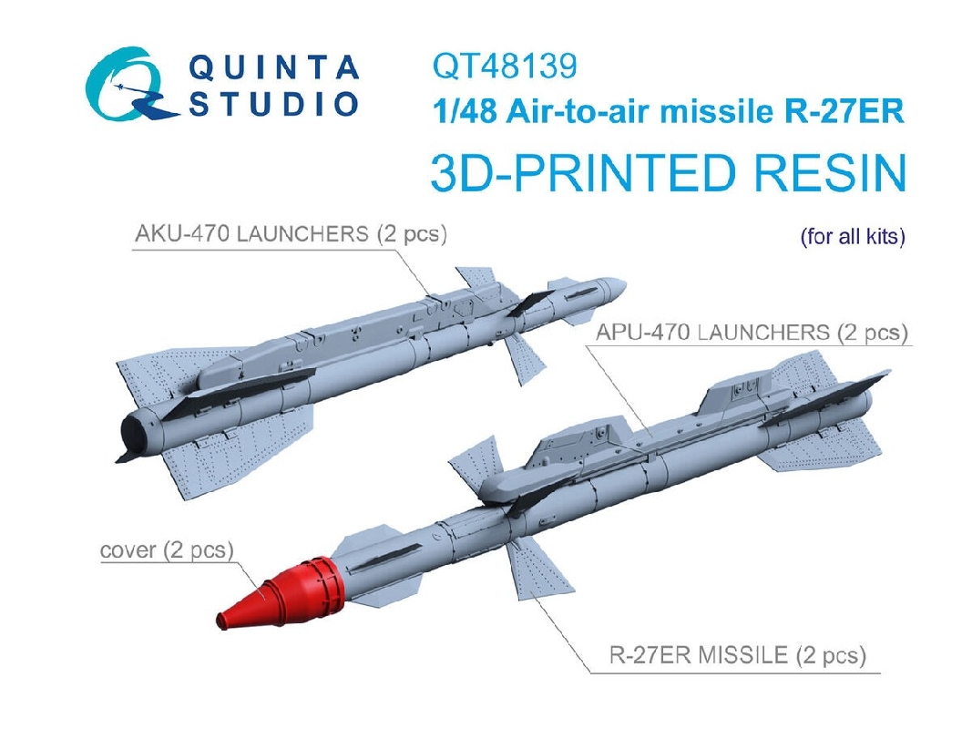 R-27er Air-to-air Missiles With Launchers - 3d-printed (2 Pcs / For All Kits) - zdjęcie 1