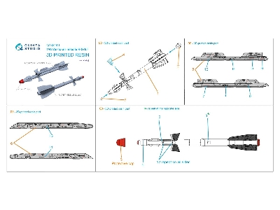 R-27et Air-to-air Missiles With Launchers - 3d-printed (2 Pcs / For All Kits) - zdjęcie 7